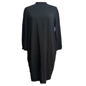 The Row Black Crepe Shift Dress size US 0 Pockets Viscose